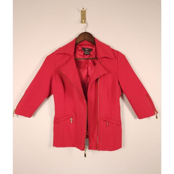 Luii Size S Women's Asymmetrical Zip Gold Moto Jacket - Picture 1 of 10